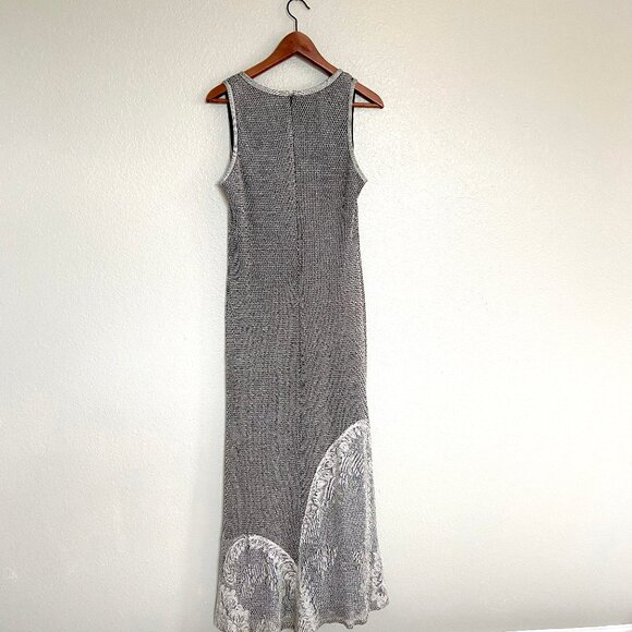 VTG 90s Damianou Silver Mesh/Lace Sexy Party Prom Evening Gown 2-Piece - Picture 8 of 17